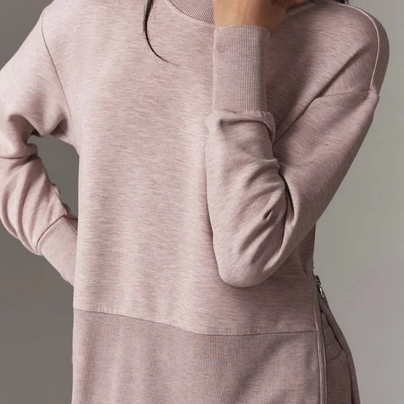 NWT Varley Anthropologie Lowry Longline Double soft Sweatshirt light mauve s - Picture 5 of 6